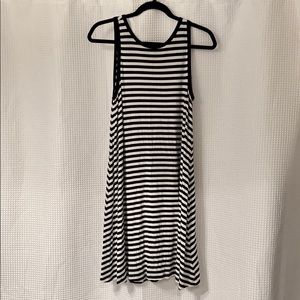 Striped High Neck Swing Dress